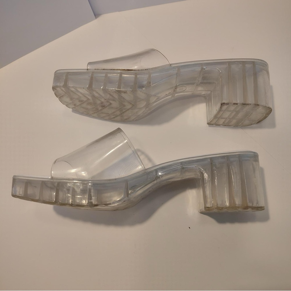 Clear Urban Outfitters 90’s Y2K Heels Jelly Chunky Clueless Womens Sz 8 - Picture 6 of 10